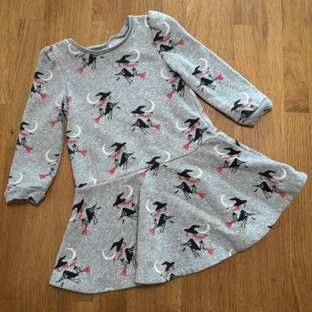 Baby GAP 4T Gray Halloween Witch Long Sleeve Sweatshirt Dress
